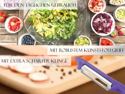 Sparschler Obst Gemse Schler Lila Universalschler mit rostfreier scharfer zweischneidiger Pendelklinge Allzweckschler mit klassischem Kunststoffgriff zum Schlen von Obst und Gemse