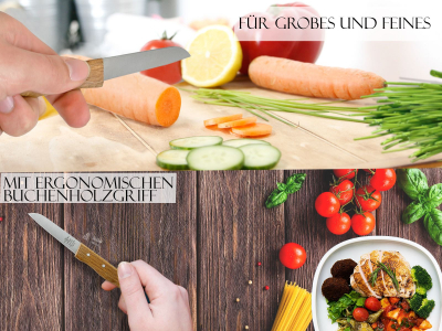 Gemsemesser aus Solingen Obstmesser mit Echt Holzgriff aus Buche Allzweckmesser mit Rostfreier Messerklinge Schlmesser Made in Germany Universal Messer mit Extra Scharfem und Przisem Schnitt