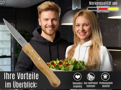 Gem�semesser Solingen Sch�lmesser Buche Holzgriff Made in Germany Allzweckmesser Universal Messer mit Rostfreier Mittelspitzer Messerklinge Obstmesser zum Schneiden Sch�len von Obst und Gem�se