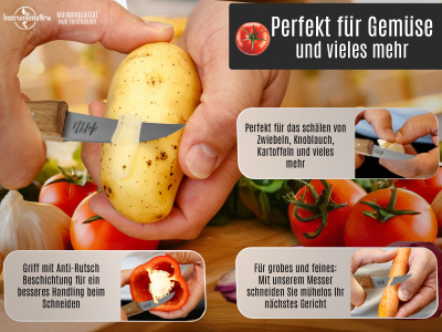 Gem�semesser aus Solingen 2er Sch�lmesser Set mit Buchenholzgriff Universal Messer mit Extra Scharfer Rostfreier Messerklinge Allzweckmesser K�chenmesser f�r einen pr�zisen Schnitt