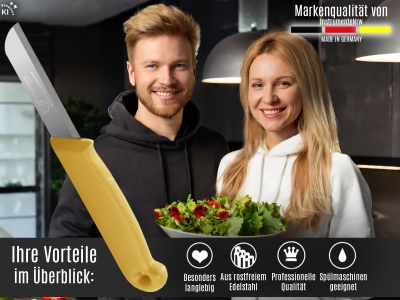 Gem�semesser aus Solingen Sch�lmesser Set 10er K�chenmesserset Made in Germany Obstmesser Gelb mit Scharfem und Pr�zisem Schnitt Allzweckmesser zum Schneiden von Obst und Gem�se - Kurz