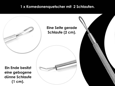 Kosmetik-Instrumenten Set 2-Teilig Komedonenquetscher 2 Schlaufen + Milienmesser