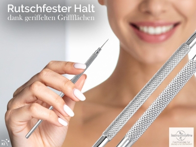 Kosmetik-Instrumenten Set 2-Teilig Komedonenquetscher 2 Schlaufen + Milienmesser