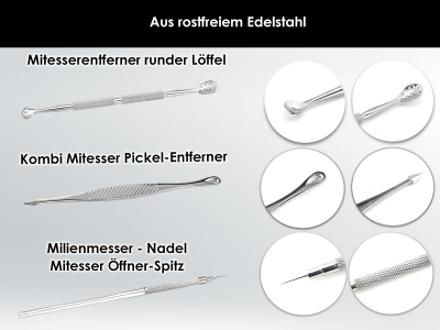 Komedonenquetscher-Set Nadel Mitesser-Entferner Komedonenheber