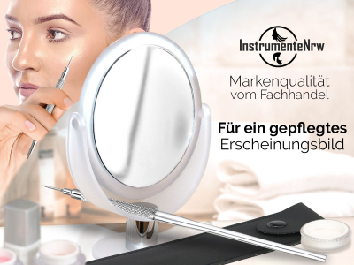 Milienmesser Milienffner Mitesserentferner aus Edelstahl - Komedonenquetscher Beauty-Instrument zur Gesichtspflege mit Etui 15 cm