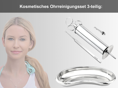 3-Teiliges Ohrenreinigung Ohrenpflege Set Rostfrei Edelstahl Ohrenschmalz Entferner Ohrenreiniger Ohrreiniger Ohrenspritze und Nierenschale fr die optimale Reinigung der Ohren