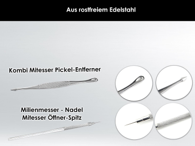 Profi Komedonenquetscher Set 8 Teilig Mitesser Entferner Set Edelstahl Rostfrei