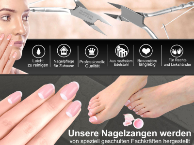 Funagelzange Eckenzange Nagelknipser Nagelzange Spitz Rostfrei Edelstahl - Ergonomische Griffe - 12,5 cm