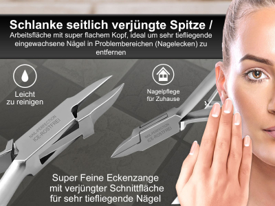 Krftige Nagelzange Pedikre Eckenzange 12,5 cm Super Spitz fr eingewachsene Fungel - Rostfrei Edelstahl