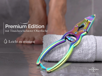 Kr�ftige Edelstahl Fu�-Nagelzange 15,5 cm mit Doppel�bersetzung TITAN-Beschichtung