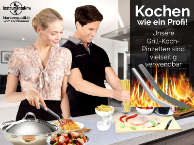 Grillpinzette Kochpinzette Kchenpinzette gebogen 30 cm