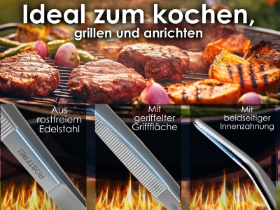 Grillpinzette Kochpinzette Kchenpinzette gebogen 30 cm