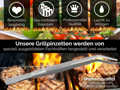 Grillpinzette Kochpinzette Kchenpinzette gebogen 30 cm