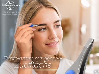 Antirutsch Pinzette Zupfpinzette Edelstahl blauer Griff/gerade