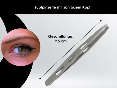 Zupfpinzette fr Augenbrauen mit schrger Zupfflche 9,5 cm