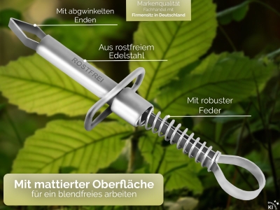 Zeckenpinzette Pinzette Rostfrei mit Feder Zeckenzange