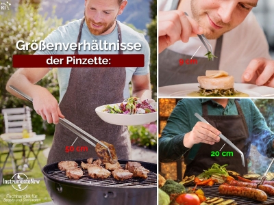K�chenpinzette Grillpinzette Kochpinzette gebogen 20 cm