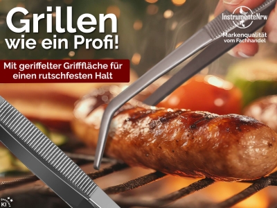 Grillpinzette Bratpinzette K�chenpinzette 25 cm gebogen