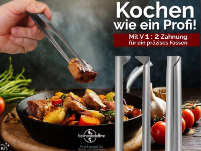 Kochpinzette Bratpinzette Fleischpinzette 30 cm mit Spezialzahnu