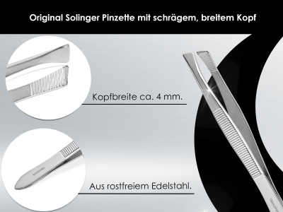 Zupfpinzette aus Solingen Pinzette Schr�g zum Zupfen von kleinsten H�rchen 7,5 cm