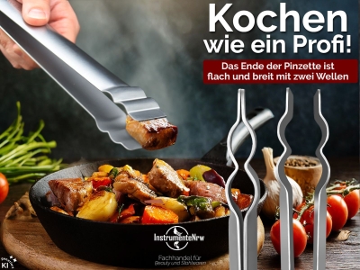 Massive Grillzange aus Edelstahl in der Sonderl�nge 40 cm