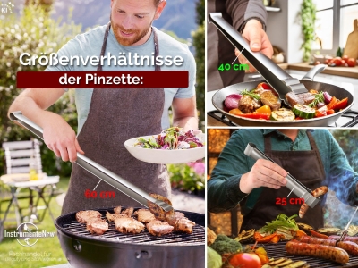 Massive Grillzange aus Edelstahl in der Sonderl�nge 40 cm