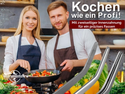 K�chenpinzette Grillpinzette Kochpinzette gebogen 10,5 cm