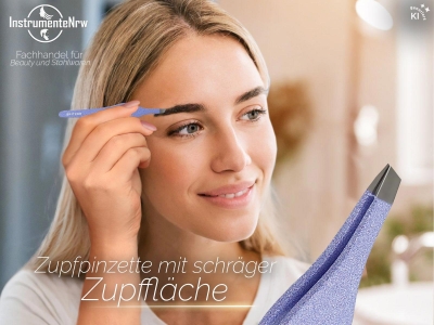 Profi Zupfpinzette Lila Pinzette 9,5 cm - 3 mm Haarzupfpinzette Edelstahl