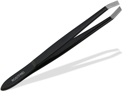 Abgewinkelte Haarzupfpinzette Zupfpinzette Schrg schwarz 10,5 cm
