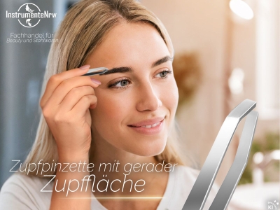 Edelstahl Augenbrauen-Haarzupf-Pinzette Gerade 9 cm - Kopf 2 mm Zupfpinzette
