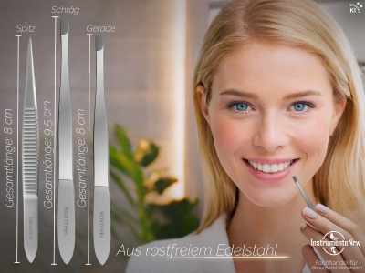3er Zupfpinzette-Set Augenbrauen Haarzupf-Pinzette Schr�g Gerade Spitz