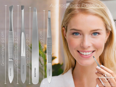 Profi Haar-Zupfpinzette Set Pinzette Gerade und Schr�g aus Edelstahl