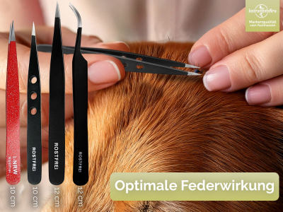 4er Set Haarzupf-Pinzette Zupfpinzette Rot Schwarz Spitz