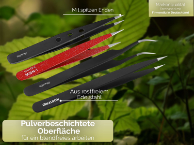 4er Set Haarzupf-Pinzette Zupfpinzette Rot Schwarz Spitz