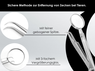 Zeckenzangen Set mit Lupe Zeckenpinzetten Set