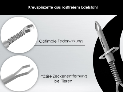 Zeckenentferner Set 3-Teilig Zeckenpinzette Zeckenhaken Zeckanzange