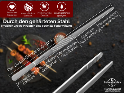 Kchenpinzette Grillpinzette Kochpinzette, Pinzette Edelstahl Gerade 14,0 cm