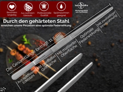 11,5 cm gerade Bratpinzette K�chenpinzette Grillpinzette Kochpinzette