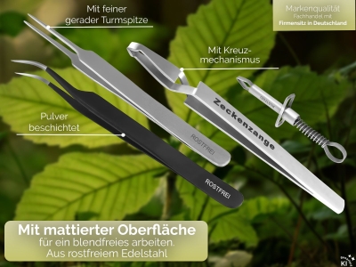4-Teiliges Zecken-Pinzetten Set Zeckenzange Parasitenentfernung