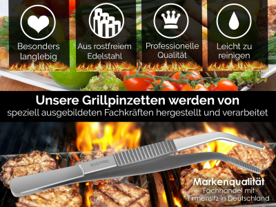 Kchenpinzette Grillpinzette Kochpinzette gebogen 9 cm