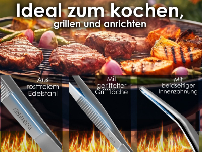 11,5 cm Kchenpinzette Grillpinzette Kochpinzette gebogen