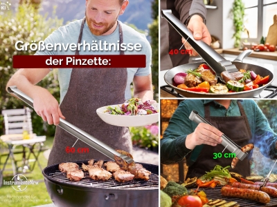 Grillzange Grillpinzette Grill-Pinzette gerade Edelstahl 30 cm Extrem Griffig