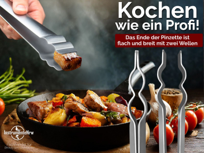 Grillzange Grillpinzette Gerade Grill-Pinzette Edelstahl 20 cm Extrem Griffig
