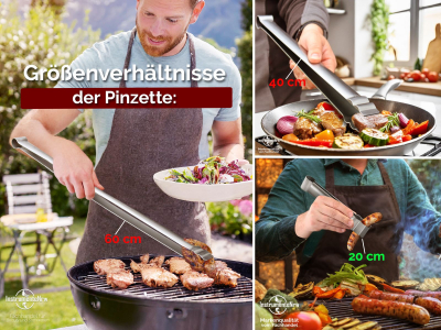 Grillzange Grillpinzette Gerade Grill-Pinzette Edelstahl 20 cm Extrem Griffig