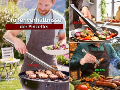 Grillzange Grillpinzette Gerade Grill-Pinzette Edelstahl 20 cm Extrem Griffig