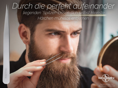 Zupfpinzette Augenbrauenpinzette Spitzpinzette 13 cm aus Edelstahl zum zupfen von Augenbrauen Haaren und eingewachsenen Barthaaren