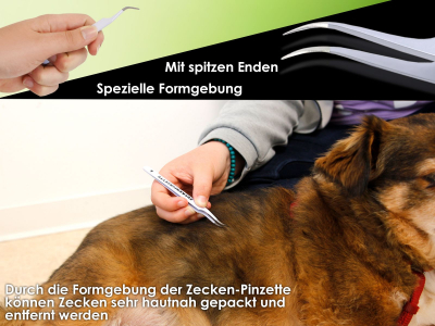 Premium Zeckenpinzette Zeckenzange Edelstahl Zecken Pinzette Hunde Katzen rostfreier Qualittsstahl Wei + Etui