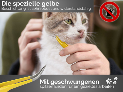 Premium Zeckenpinzette Zeckenzange Edelstahl Zecken Pinzette Hunde Katzen rostfreier Qualittsstahl Gelb