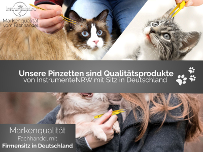 Profi Zeckenpinzette Zeckenzange Edelstahl Zecken-Entferner Gelb fr Hunde Katzen - Rostfrei - Pinzette mit Etui 11,5 cm