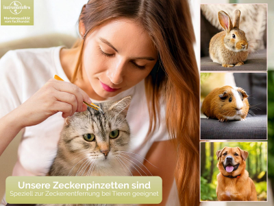 Profi Zeckenpinzette Zeckenzange Edelstahl Zecken-Entferner Gelb f�r Hunde Katzen - Rostfrei - Pinzette mit Etui 11,5 cm